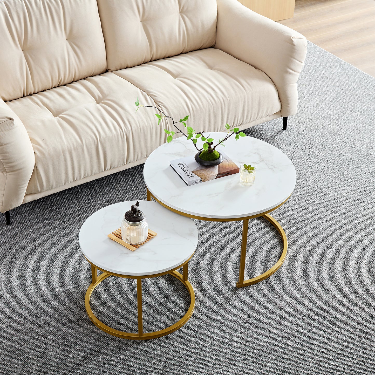 Salontafel rond goud met wit marmer look HeyHeaven 005
