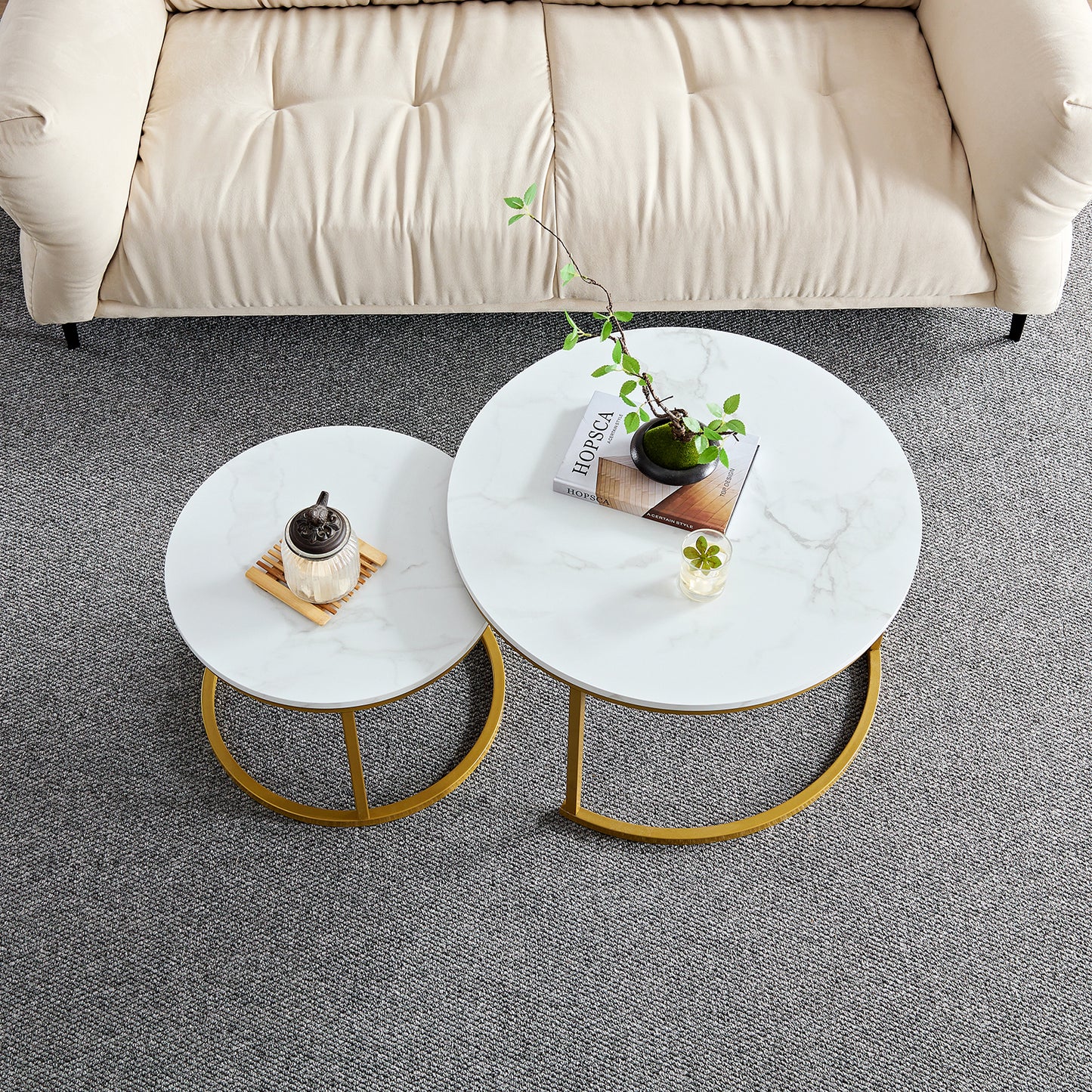 Salontafel rond goud met wit marmer look HeyHeaven 004