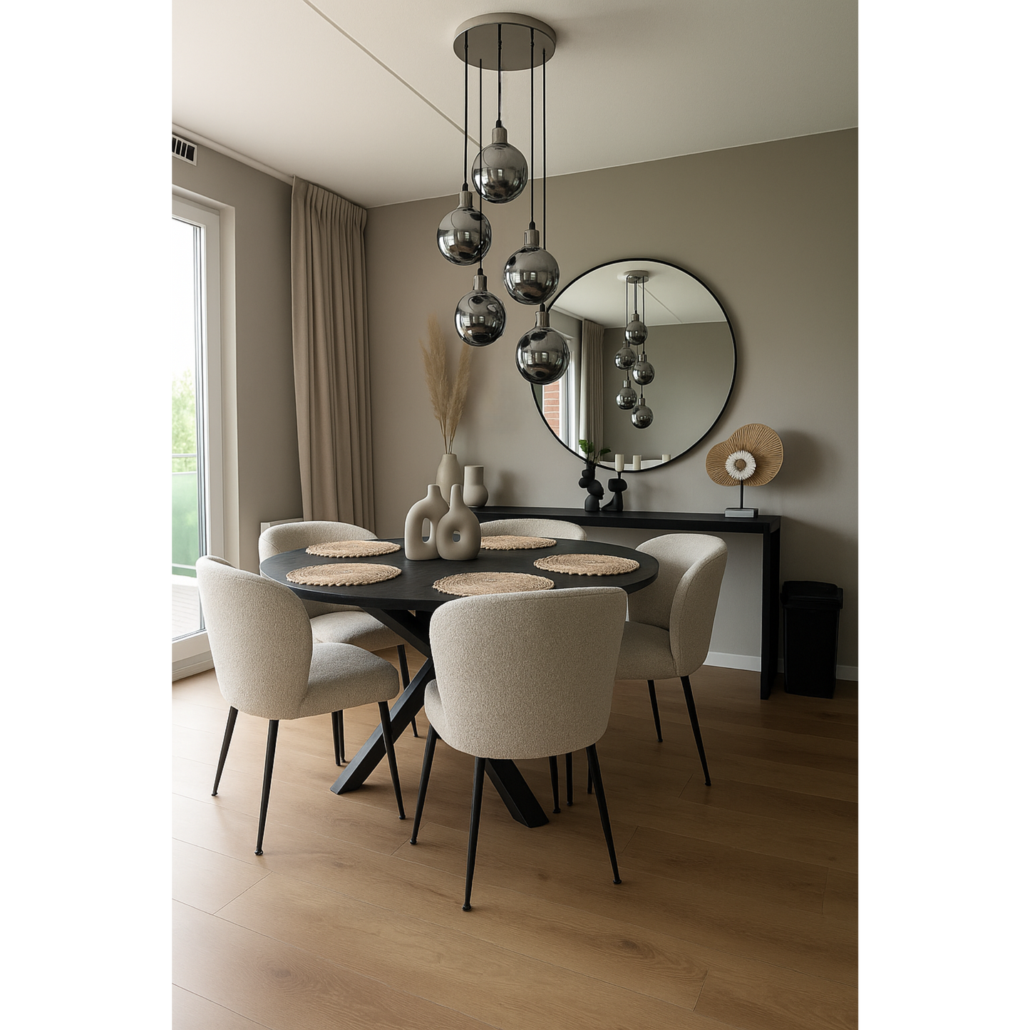 Home-Heaven® Smoke Glas Hanglampen Rond 5 Lichts | Industrieel | Woonkamer | Eetkamer | Slaapkamer | Zilver Rookglas