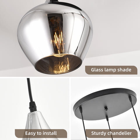 Smoke Glas Hanglamp 3 stuks - Druppel