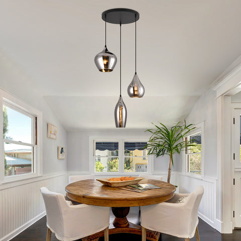 Smoke Glas Hanglamp 3 stuks - Druppel