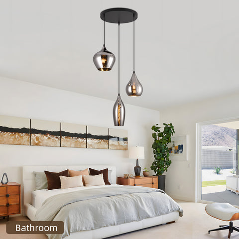 Smoke Glas Hanglamp 3 stuks - Druppel