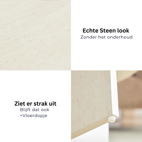 Home-Heaven® Salontafel Ovaal Rond Wit Travertine Steen Look - 100 x 50 x 40 cm (L x B x H)