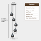 Home-Heaven® Smoke Glas Hanglampen Rond 5 Lichts | Industrieel | Woonkamer | Eetkamer | Slaapkamer | Zilver Rookglas