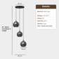HeyHeaven® Smoke Glas Hanglampen Rond 3 Lichts | Industrieel | Woonkamer | Eetkamer | Slaapkamer | Zilver Rookglas