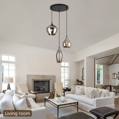 Smoke Glas Hanglamp 3 stuks - Druppel