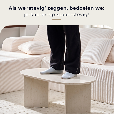 Home-Heaven® Salontafel Ovaal Rond Wit Travertine Steen Look - 100 x 50 x 40 cm (L x B x H)