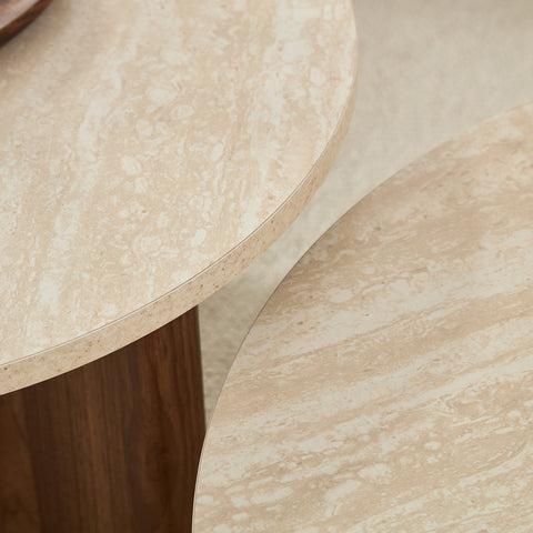 Salontafel Rond Travertin Ø76cm & Ø58cm