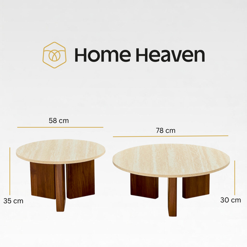 Salontafel Rond Travertin Ø76cm & Ø58cm