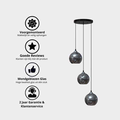 Hanglamp Smoke Glas 3 lichts