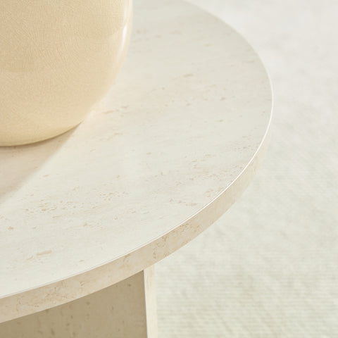 Home-Heaven® Salontafel Ovaal Rond Wit Travertine Steen Look - 100 x 50 x 40 cm (L x B x H)