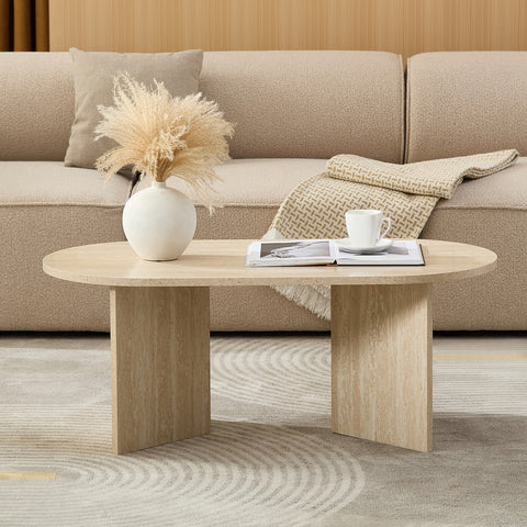 Salontafel Raphaella ovaal travetin 100x50cm