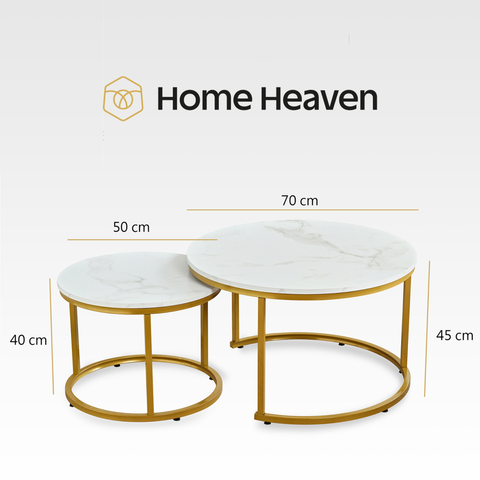 Salontafel Seraphina Rond Goud met Wit Marmer