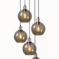 Home-Heaven® Smoke Glas Hanglampen Rond 5 Lichts | Industrieel | Woonkamer | Eetkamer | Slaapkamer | Zilver Rookglas