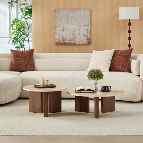 Salontafel Rond Travertin Ø76cm & Ø58cm